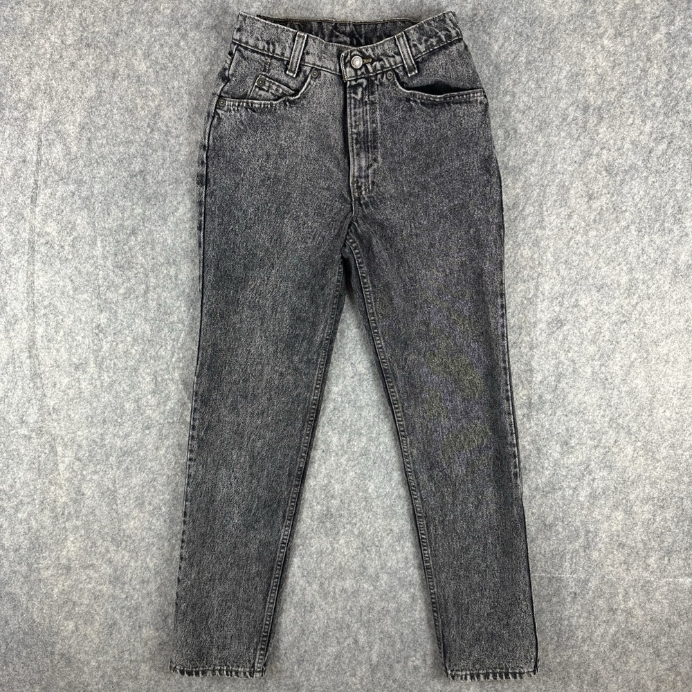 VTG Levis Jeans Women Black 29x30 (fits 26x29) Student Fit Acid Wash 705 80s USA